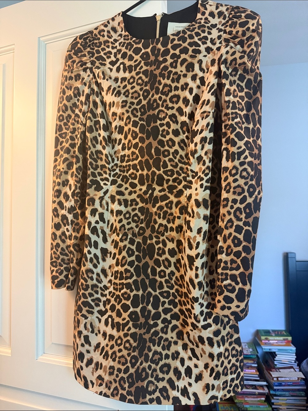 Tuckernuck Leopard-Print Long-Sleeve Shift Dress - Brown/Black
